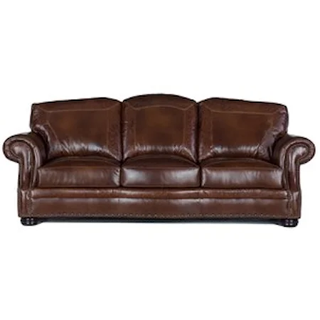 Traditional Leather Sofa with Nailheads